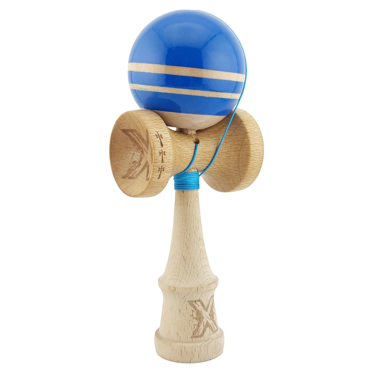 Kendama X Rainbow Originala, Model Albastru / Maro, Profesionala, Cupe Mari, Super Sticky, Rulment, Ata 55cm