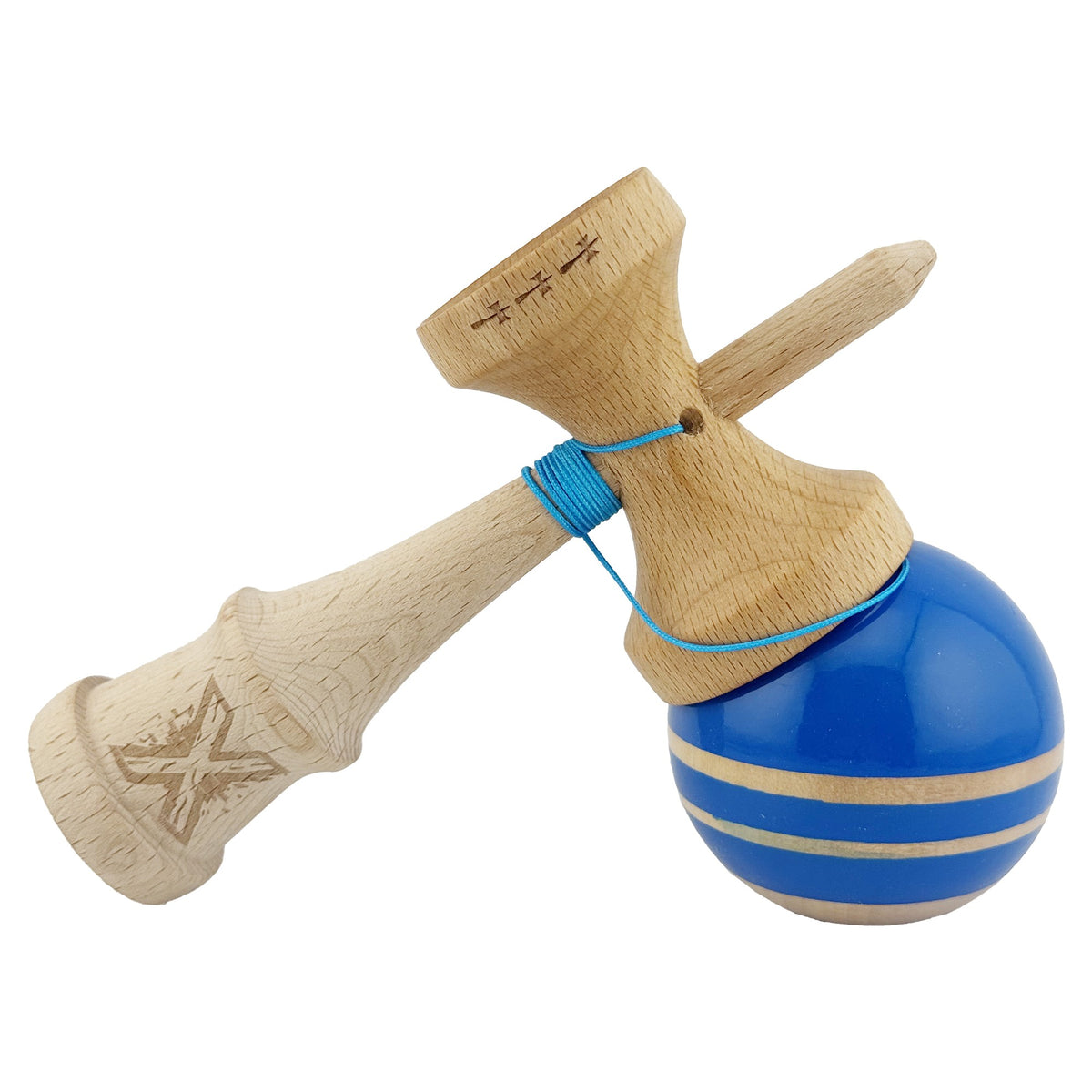 Kendama X Rainbow Originala, Model Albastru / Maro, Profesionala, Cupe Mari, Super Sticky, Rulment, Ata 55cm