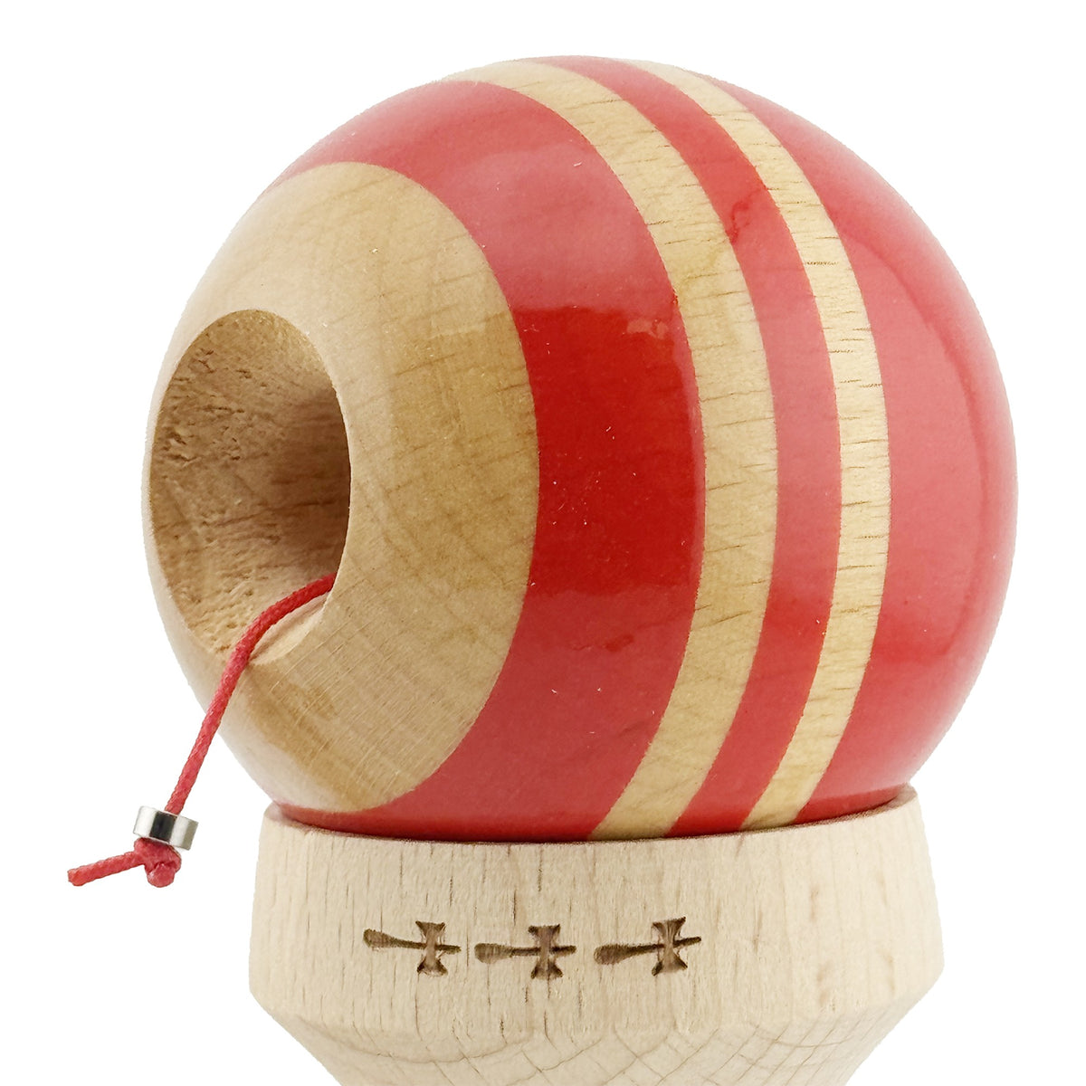 Kendama X Rainbow Originala, Model V3 Rosu, Profesionala, Cupe Mari King Size, Super Sticky, Gaura in Baza, Rulment, Ata 55cm