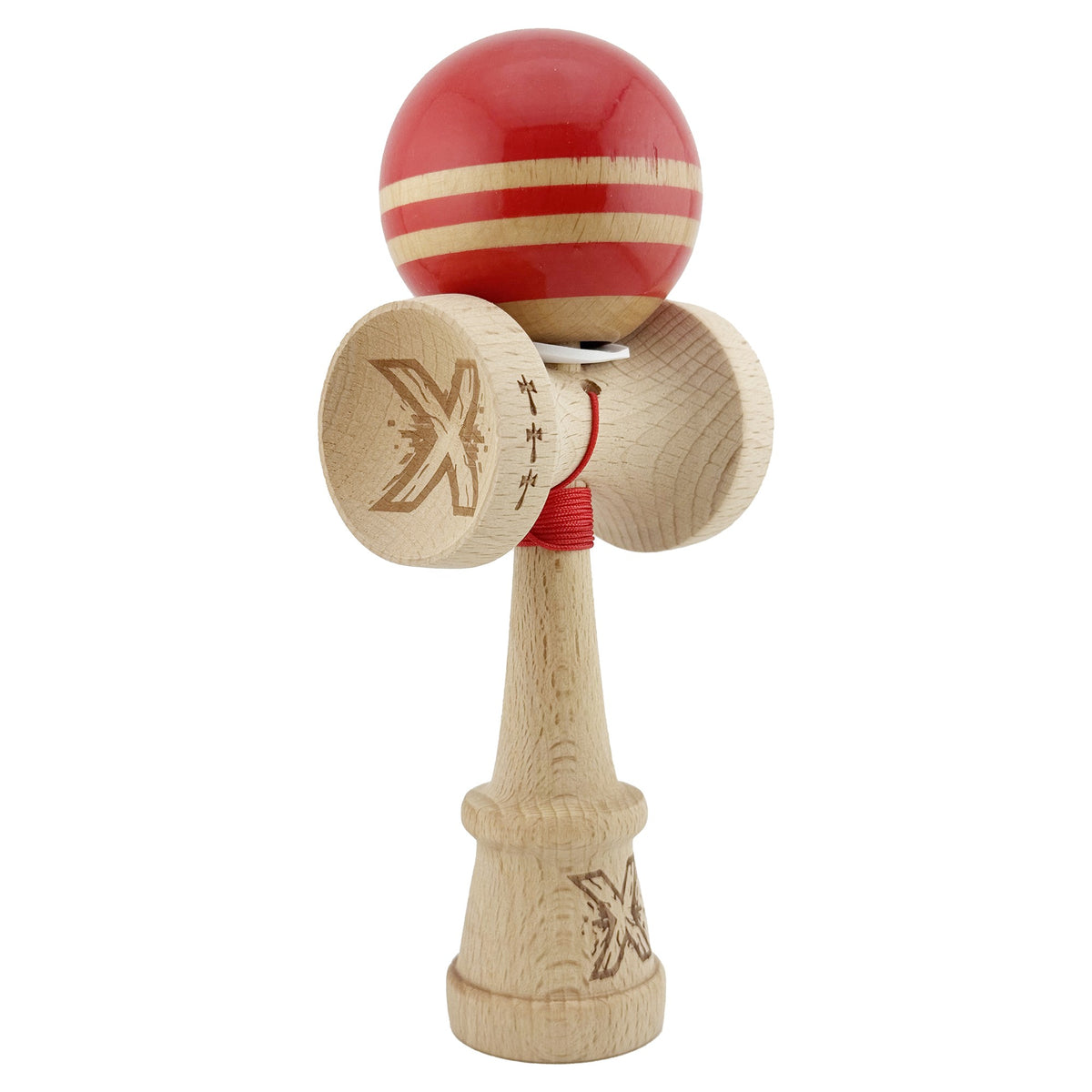 Kendama X Rainbow Originala, Model V3 Rosu, Profesionala, Cupe Mari King Size, Super Sticky, Gaura in Baza, Rulment, Ata 55cm