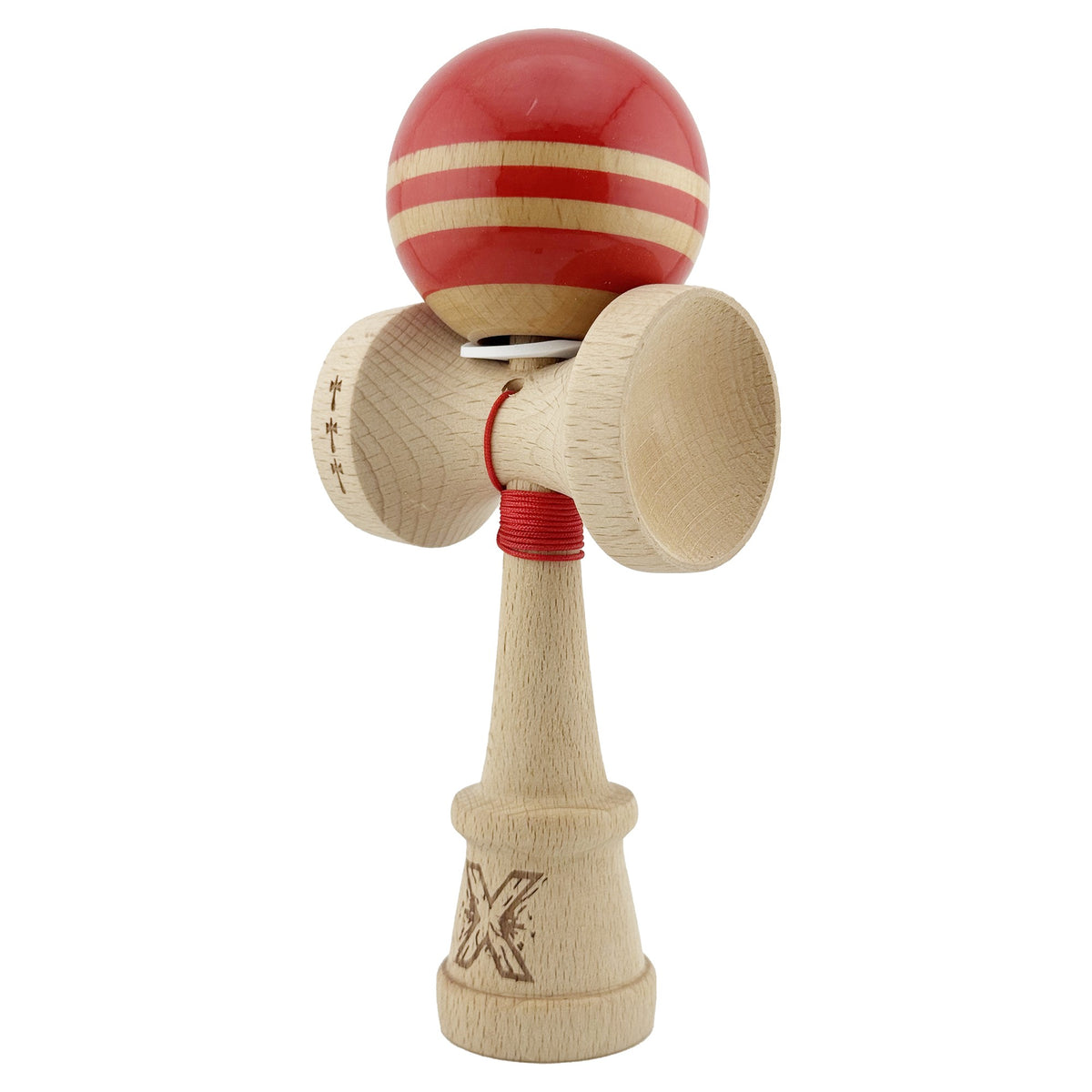Kendama X Rainbow Originala, Model V3 Rosu, Profesionala, Cupe Mari King Size, Super Sticky, Gaura in Baza, Rulment, Ata 55cm