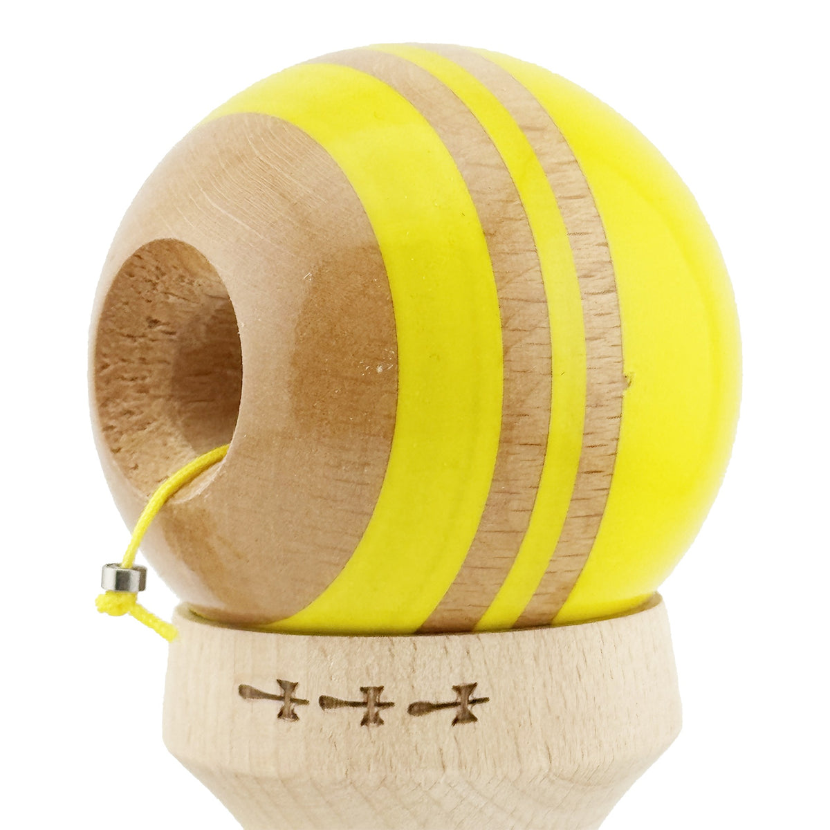 Kendama X Rainbow Originala, Model V3 Galben, Profesionala, Cupe Mari King Size, Super Sticky, Gaura in Baza, Rulment, Ata 55cm
