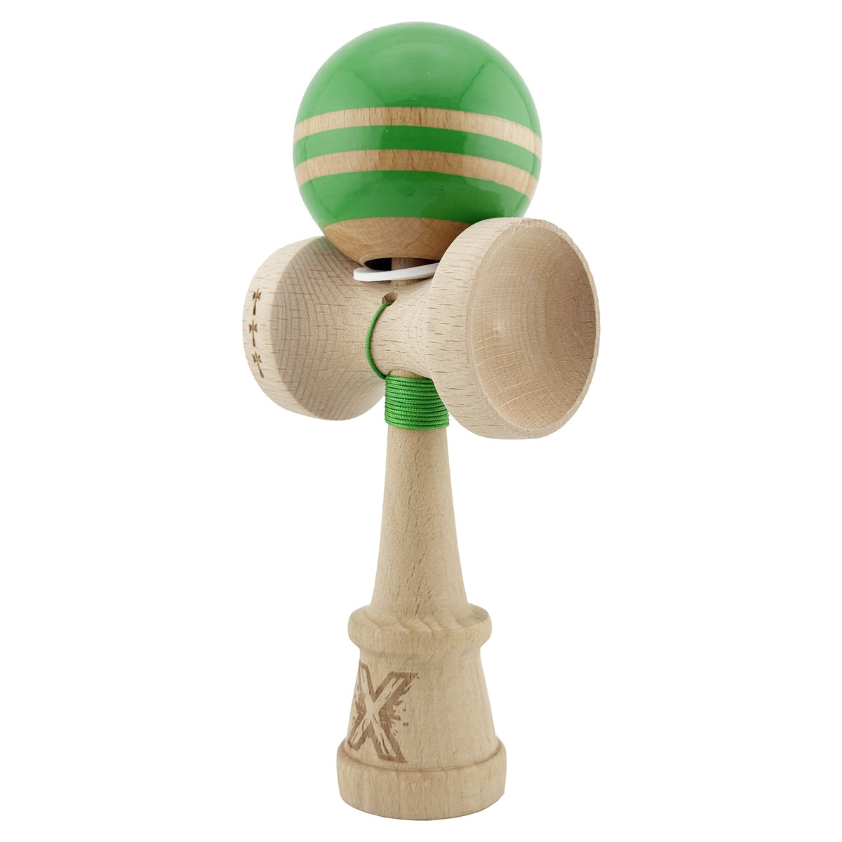 Kendama X Rainbow Originala, Model V3 Verde, Profesionala, Cupe Mari King Size, Super Sticky, Gaura in Baza, Rulment, Ata 55cm