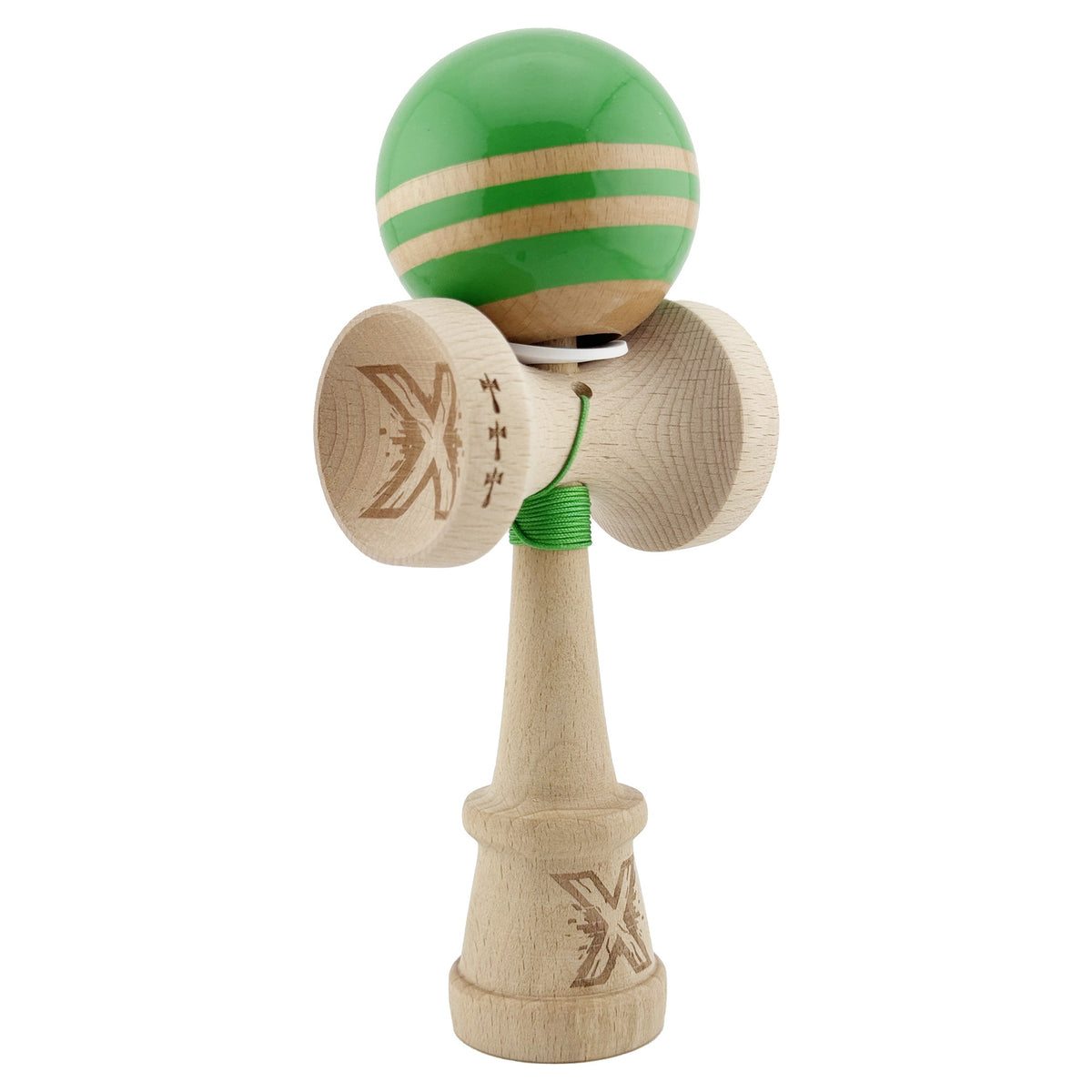 Kendama X Rainbow Originala, Model V3 Verde, Profesionala, Cupe Mari King Size, Super Sticky, Gaura in Baza, Rulment, Ata 55cm