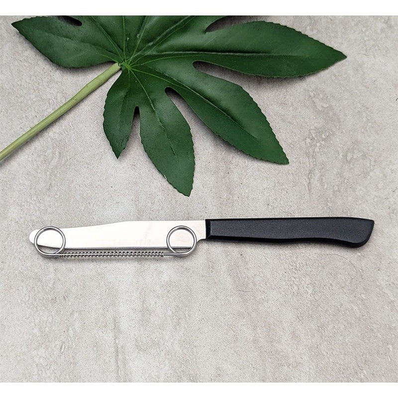Cuțit Multifuncțional 2 în 1 pentru Feliere și Curățare Legume, Grosime Reglabilă cu Arc Detașabil, Oțel Inoxidabil, 22 cm, Negru