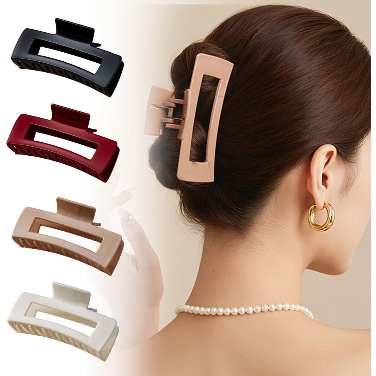 Set Cleme de Păr Tip Clește, Mărime Mare pentru Păr Gros sau Lung, Silicon Moale și Flexibil, Rezistente, 10.3 x 5 x 4.4 cm, Multicolor, 6 Bucăți