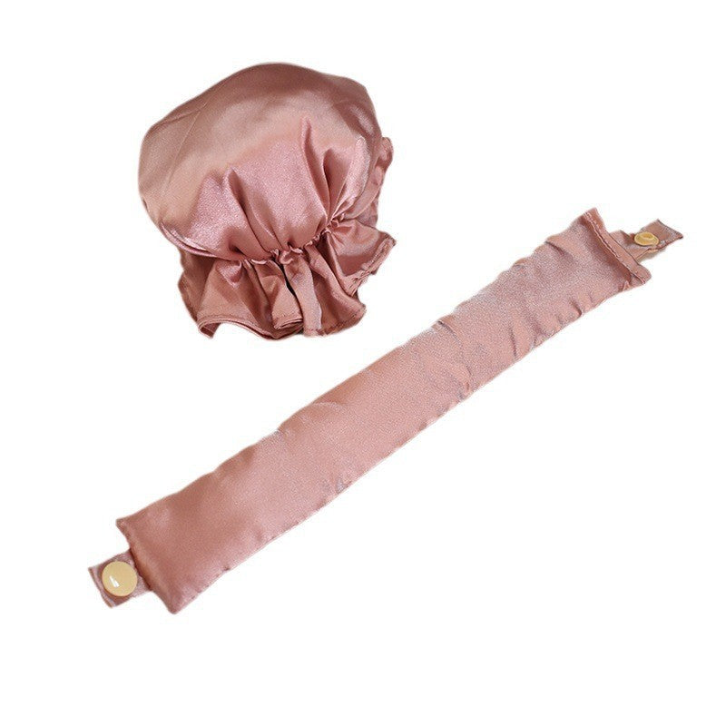 Ondulator de Par fara Caldura, Accesoriu Manual pentru Bucle Naturale prin Rasucire, Material Poliester, 29 x 4 cm, Roz