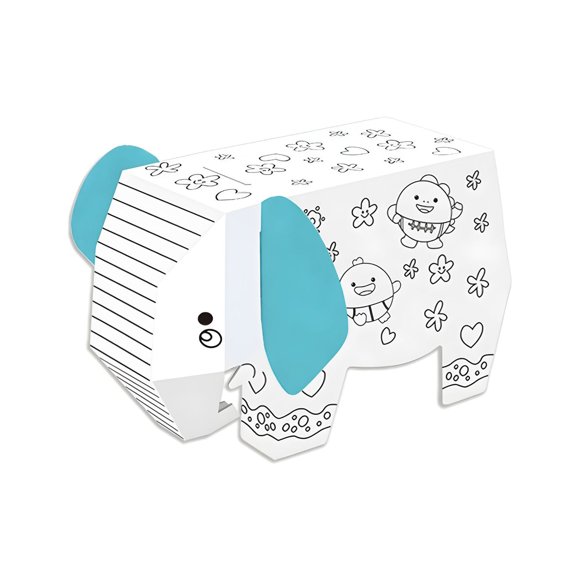 Puzzle 3D Educativ Elefant, Set Creativ de Asamblat si Colorat pentru Copii, Jucarie din Carton fara Lipici, 34 x 14 x 23 cm, Varsta 3+ Ani, Alb/Negru