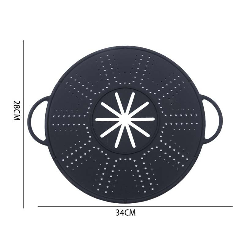 Capac Sita pentru Tigaie, Filtru Anti-Stropire si Deflector de Ulei, Silicon Rezistent Termic, Design Perforat, 28 inch, Negru