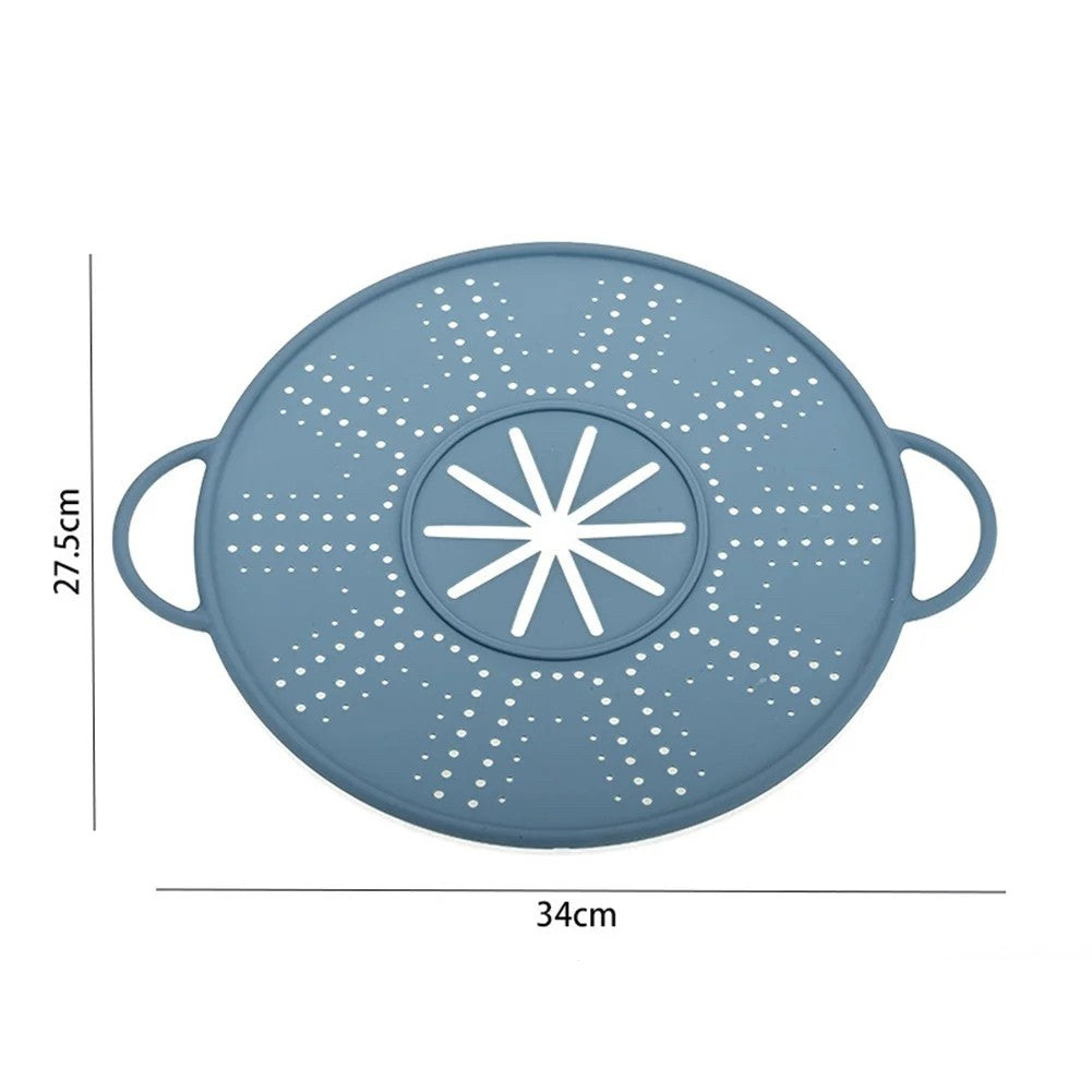 Capac Sita Pentru Tigaie, Filtru Anti-Stropire Si Deflector De Ulei, Silicon Rezistent La Caldura, Design Perforat, Verde Deschis, 28 inch