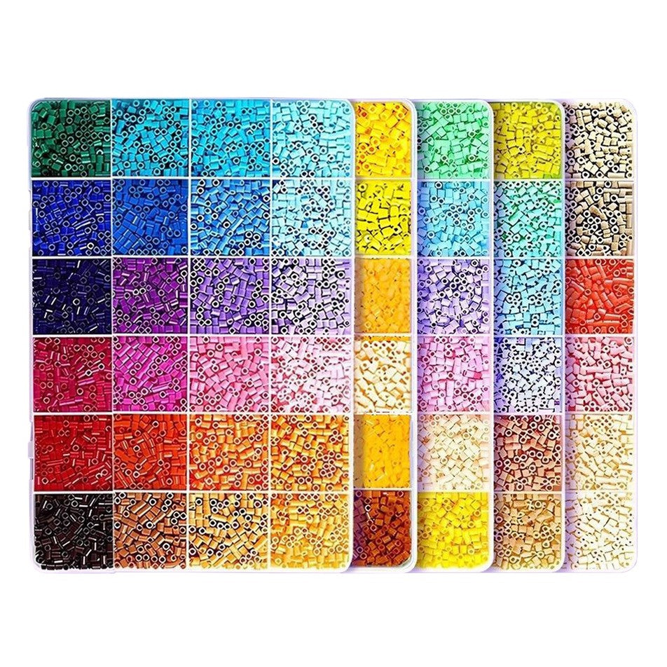 Kit de Margele Perle Termoadezive, Set DIY Creativ pentru Figurine 3D si Brelocuri, Plastic, 120 Culori, 10000 Piese, 2.6 mm, Multicolor