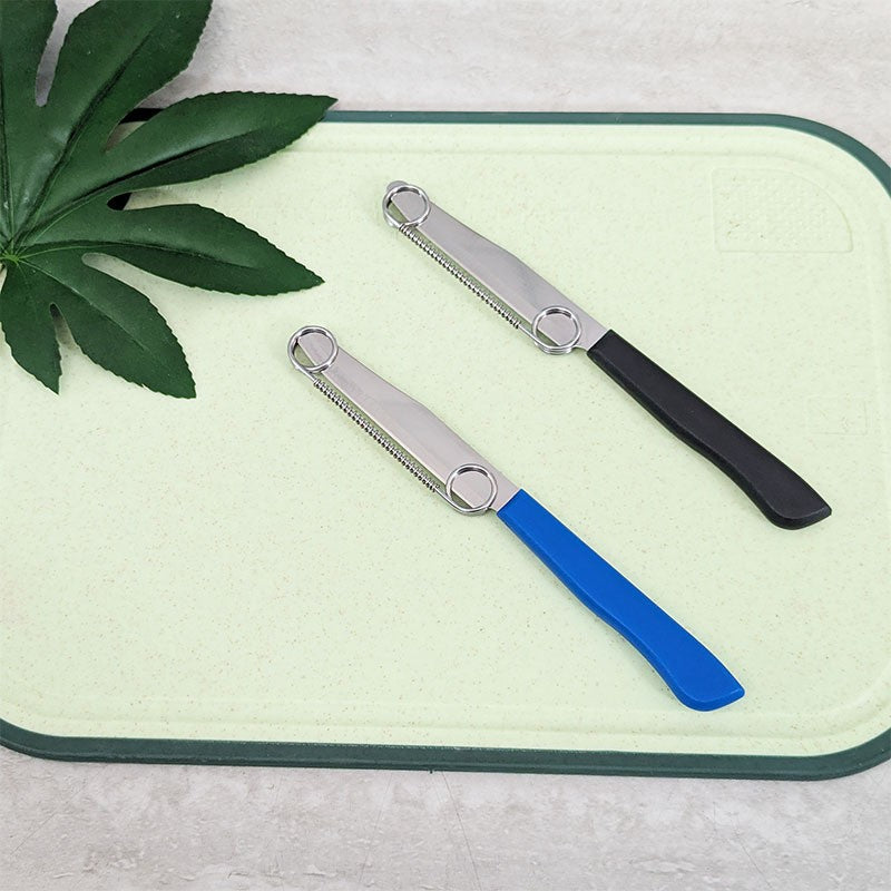 Cuțit Bucătărie Multifuncțional 2 în 1 pentru Feliere și Curățare Legume, Grosime Reglabilă, Oțel Inoxidabil, 22 cm, Albastru