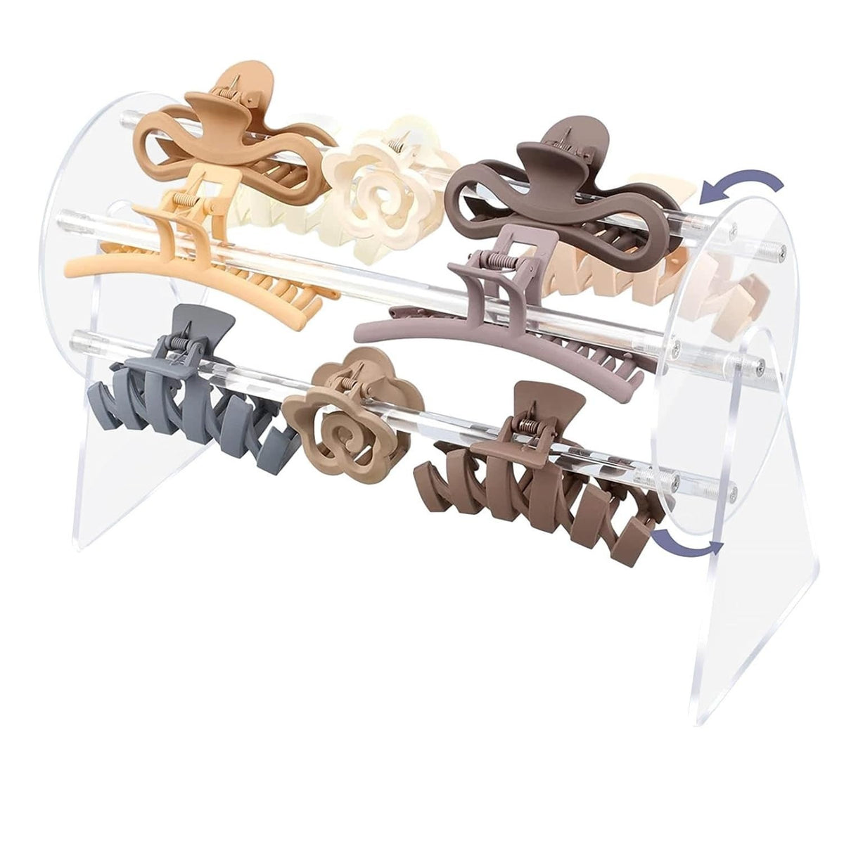 Organizator Accesorii Păr, Suport Rotativ 360 Grade pentru Bentițe și Cleme, Plastic Transparent, 30 x 21 x 13 cm