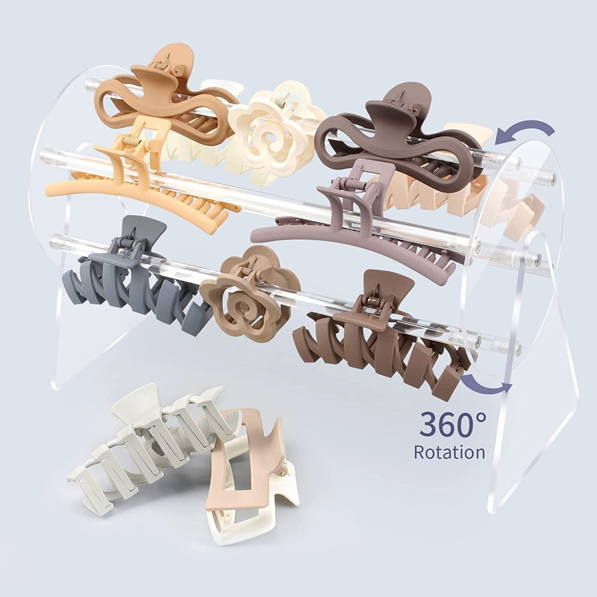 Organizator Accesorii Păr, Suport Rotativ 360 Grade pentru Bentițe și Cleme, Plastic Transparent, 30 x 21 x 13 cm
