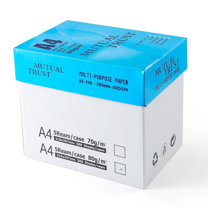 Hartie Copiator A4 Mutual Trust, Hartie Multifunctionala pentru Imprimanta si Copiator, Clasa A, 80 g/mp, Cutie 5 Topuri x 500 Coli, 2500 Coli, Alb