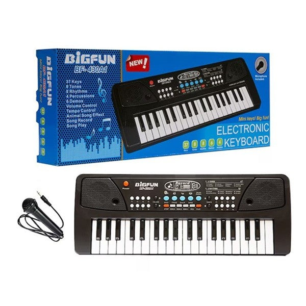 Orga Electronica Copii cu Microfon si 37 Clape, Pian Portabil, Functie Inregistrare si Redare, Efecte Muzicale, Alimentare USB, Plastic, 43 x 16 x 5.4 cm, Negru