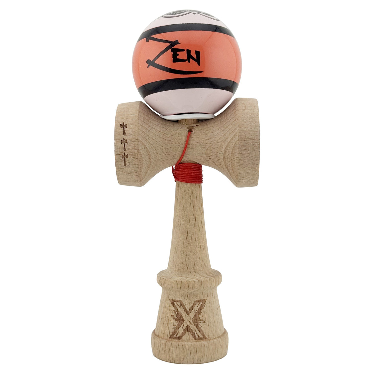 Kendama X Zen Originala, Model V3 Coral, Profesionala, Cupe Mari King Size, Super Sticky, Gaura in Baza, Rulment, Ata 55cm
