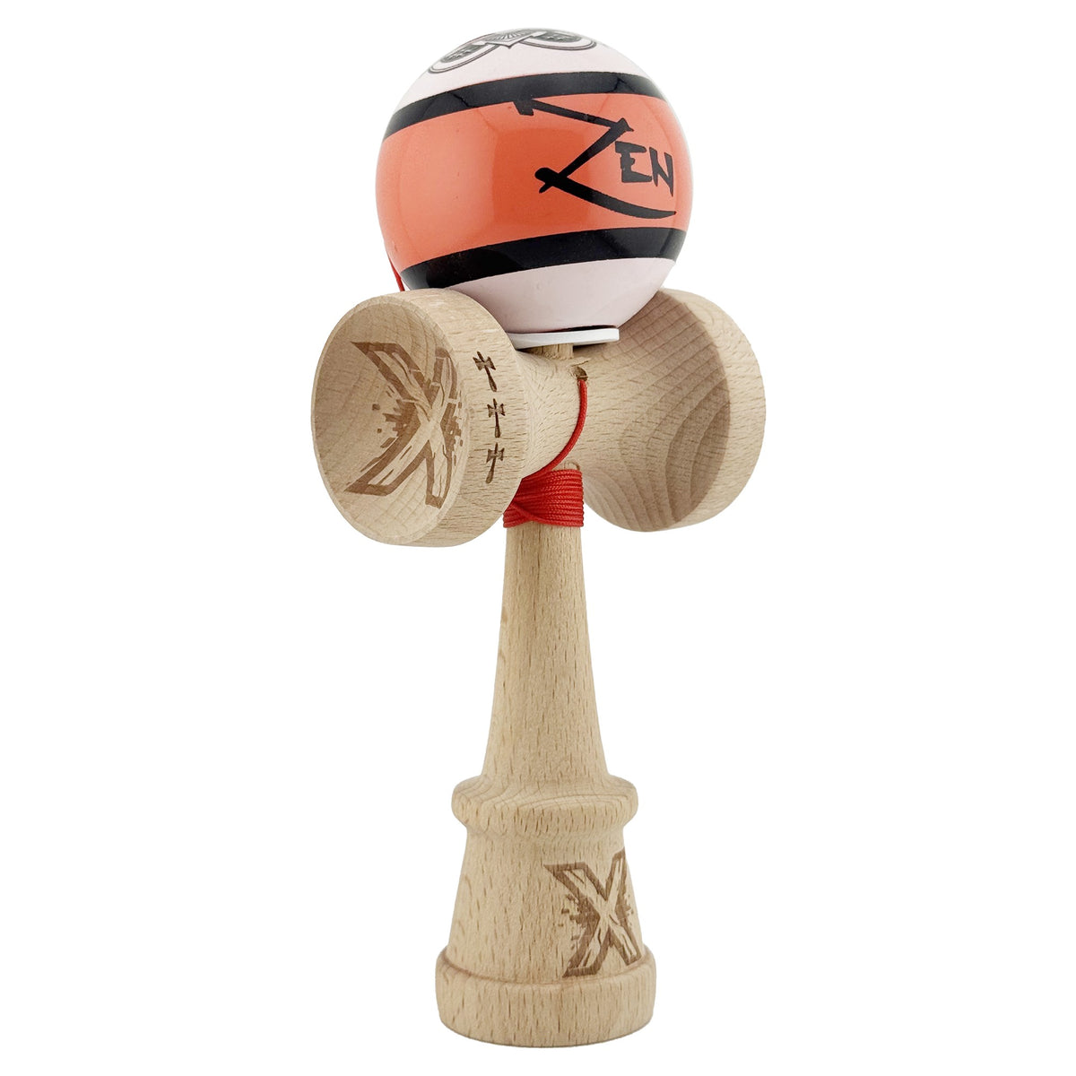 Kendama X Zen Originala, Model V3 Coral, Profesionala, Cupe Mari King Size, Super Sticky, Gaura in Baza, Rulment, Ata 55cm
