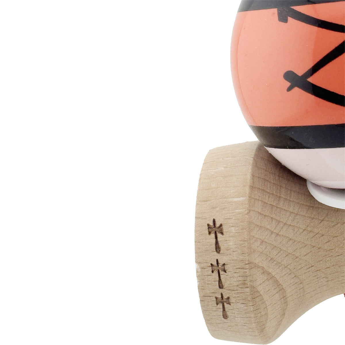 Kendama X Zen Originala, Model V3 Coral, Profesionala, Cupe Mari King Size, Super Sticky, Gaura in Baza, Rulment, Ata 55cm