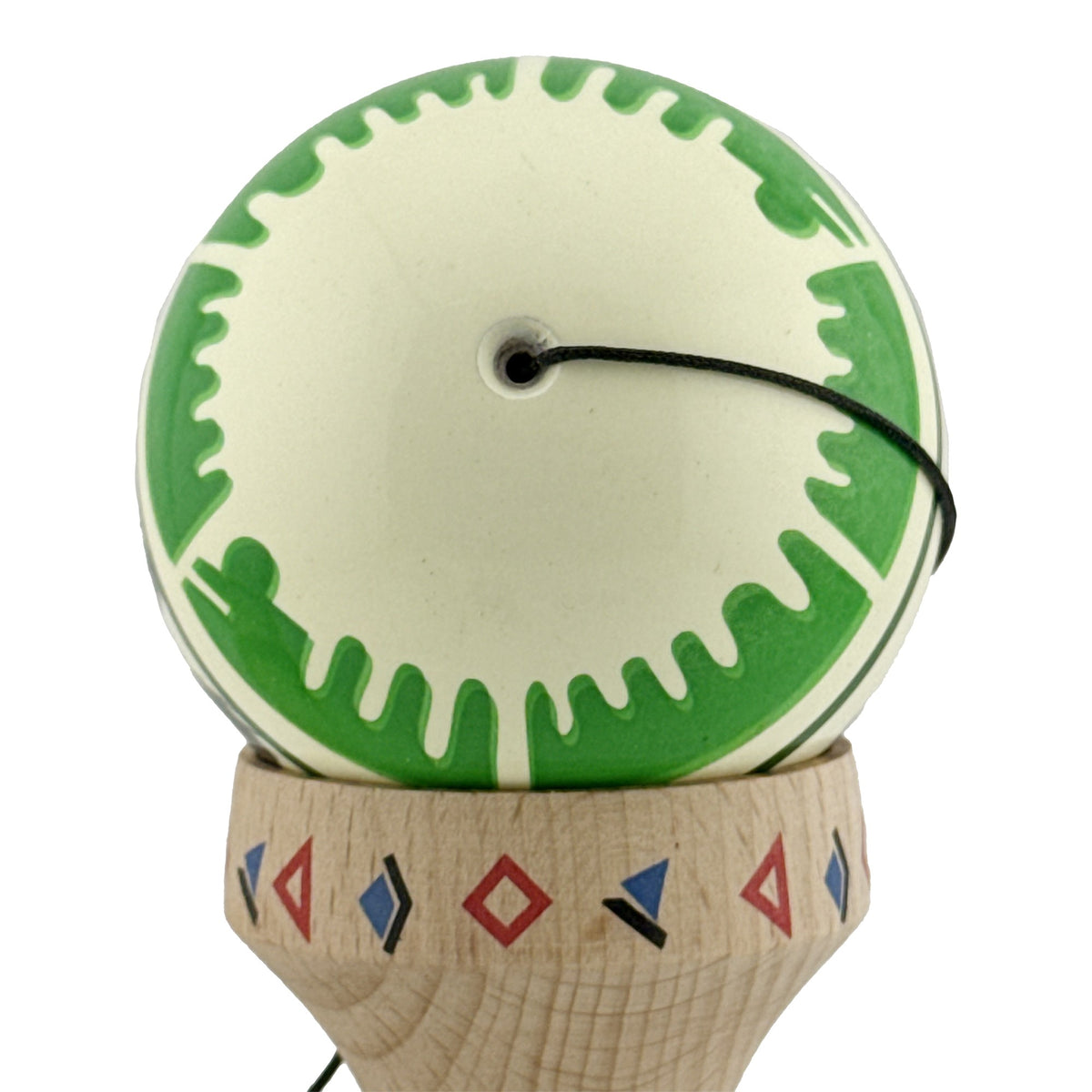 Kendama X Dragon Originala, Model V3 Verde Deschis / Negru, Profesionala, Cupe Mari King Size, Super Sticky, Gaura in Baza, Rulment, Ata 62cm
