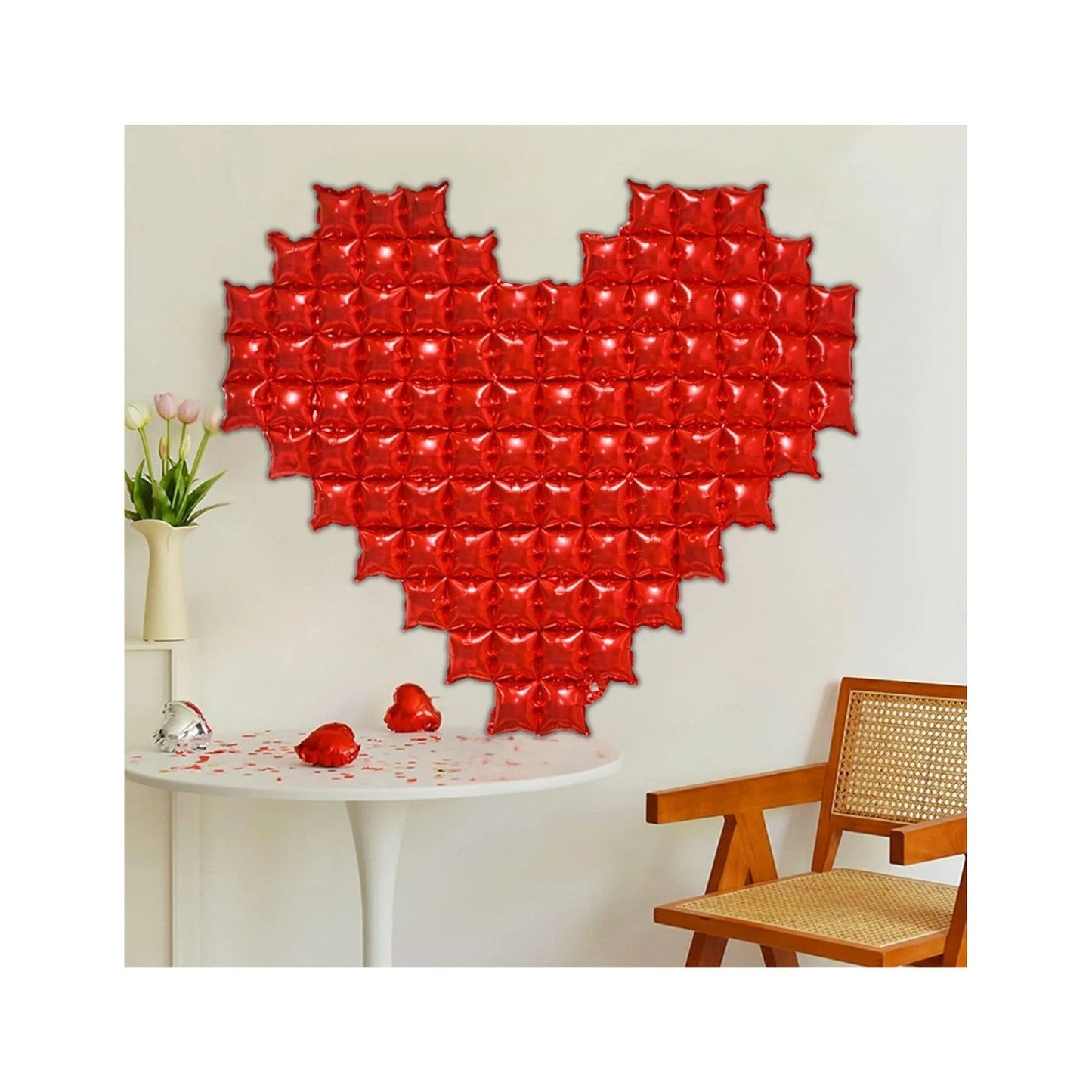Balon Folie Inimă Gigant, Decor Petrecere și Valentine's Day, Material Metalizat Reutilizabil, Roșu, 120 x 135 cm
