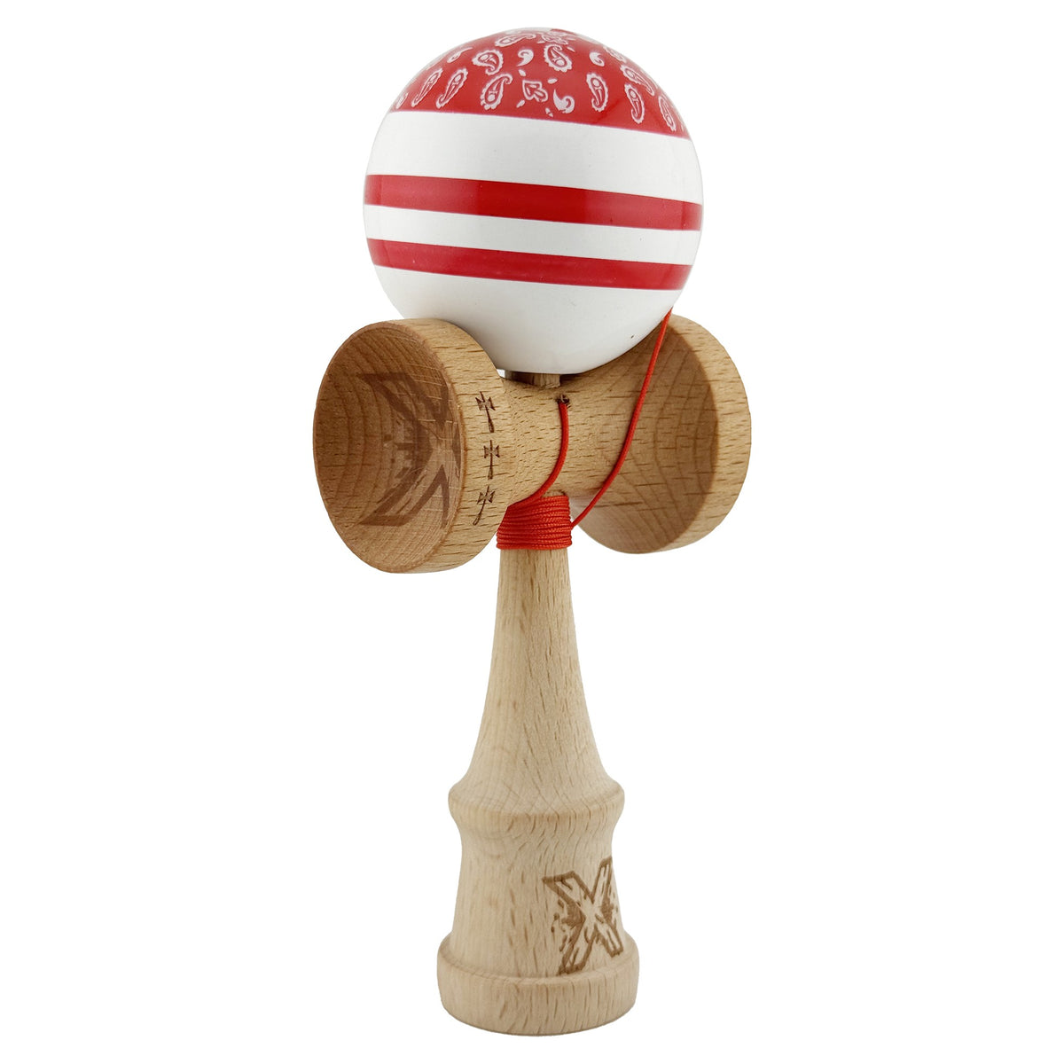 Kendama X Chicanos Originala, Model Rosu / Rosu / Alb, Profesionala, Cupe Mari, Super Sticky, Rulment, Ata 55cm