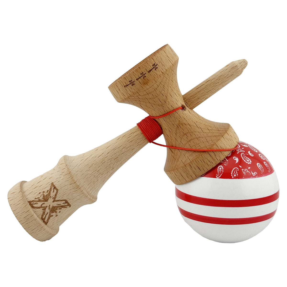 Kendama X Chicanos Originala, Model Rosu / Rosu / Alb, Profesionala, Cupe Mari, Super Sticky, Rulment, Ata 55cm