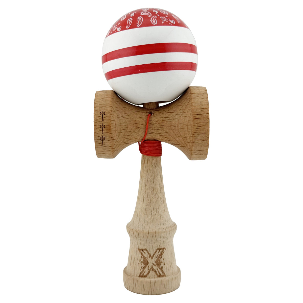 Kendama X Chicanos Originala, Model Rosu / Rosu / Alb, Profesionala, Cupe Mari, Super Sticky, Rulment, Ata 55cm