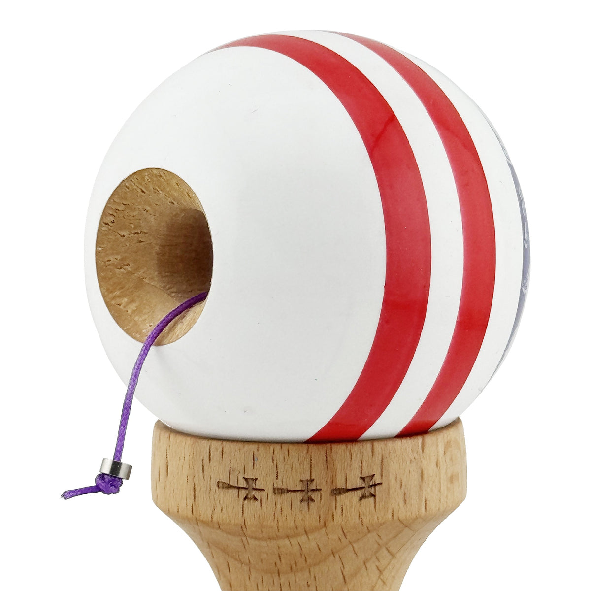 Kendama X Chicanos Originala, Model Violet / Rosu / Alb, Profesionala, Cupe Mari, Super Sticky, Rulment, Ata 55cm