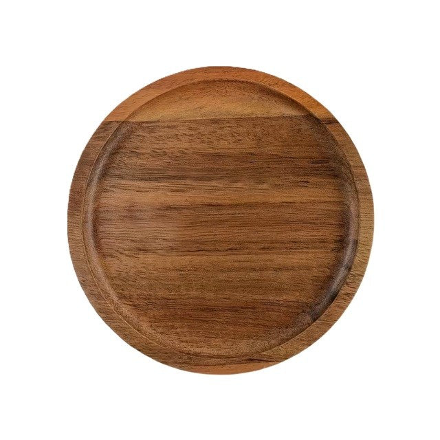 Farfurie din Lemn de Salcam, Platou Rotund pentru Servire Alimente sau Decor, Stil Rustic, Natur, 10 x 1.5 cm