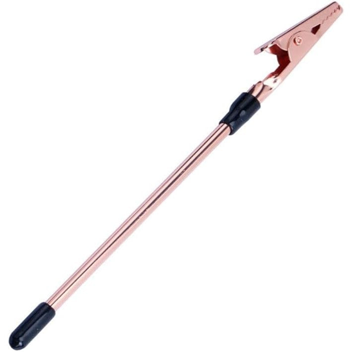 Dispozitiv Auxiliar pentru Inchidere Bratari si Bijuterii, Instrument de Fixare cu Clema Anti-Zgarieturi, Maner Antiderapant, Metal, 15.5 cm, Auriu Rose