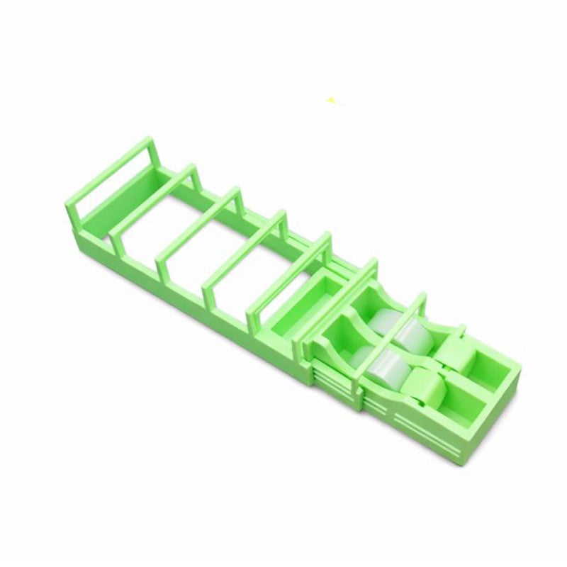 Dispenser Banda Adeziva, Suport Stabil cu Brat Extensibil pentru Birou si Scoala, Plastic Rezistent, 15.5 x 7.7 x 7.4 cm, Verde/Violet