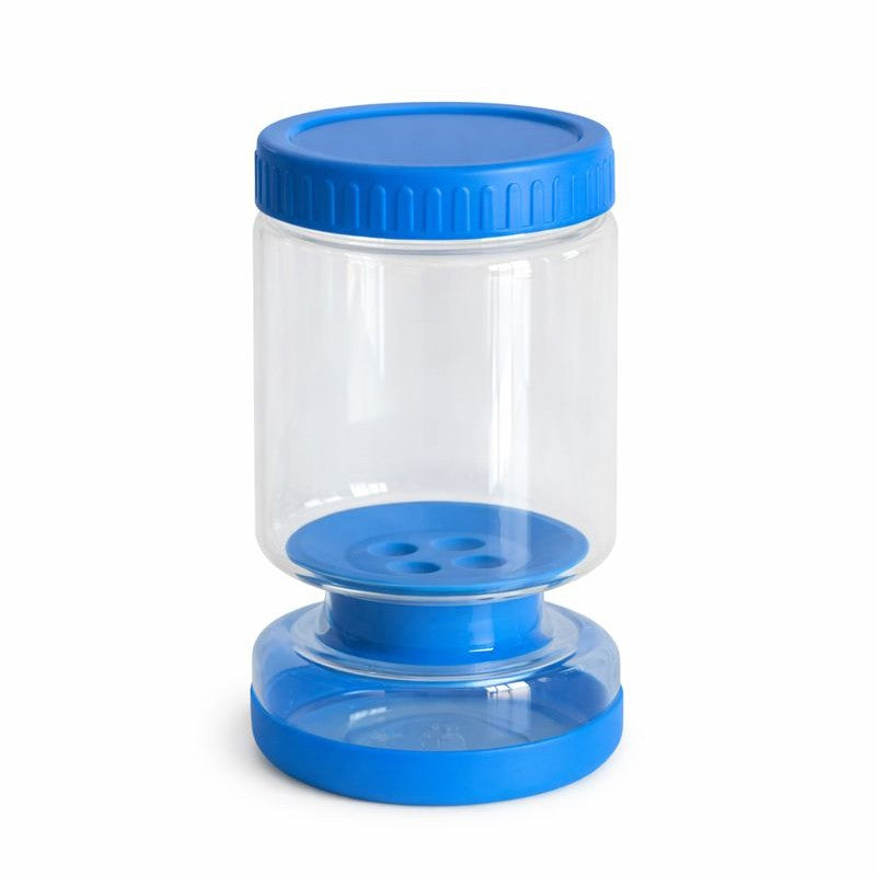 Borcan Muraturi cu Separator Lichid, Recipient Tip Clepsidra, Inchidere Ermetica, Material Termorezistent, 800 ml, 21 x 11 x 11 cm, Albastru