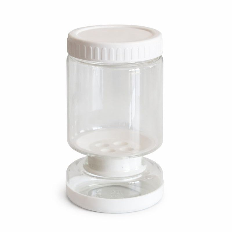 Borcan Muraturi cu Separator Divizat Lichid, Recipient Tip Clepsidra, Inchidere Ermetica, Material Termorezistent, 800 ml, 21 x 11 x 11 cm, Alb