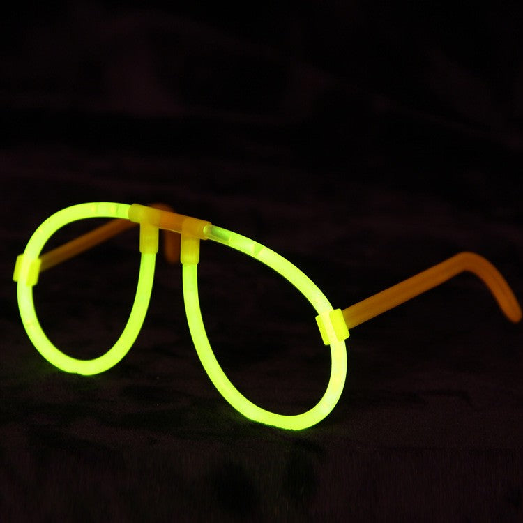 Ochelari Decorativi Fluorescenti, Accesoriu Party si Festival cu Efect Luminos, Material Plastic, Design Rotund, Galben