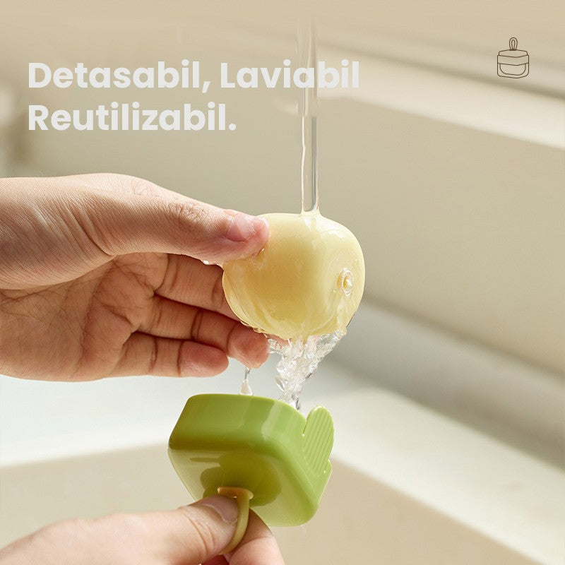 Rola pentru Scame si Par de Animale, Indepartator Lavabil si Reutilizabil, Forma Cubica Portabila, Plastic, 6 x 4.3 x 4.3 cm, Verde Matcha