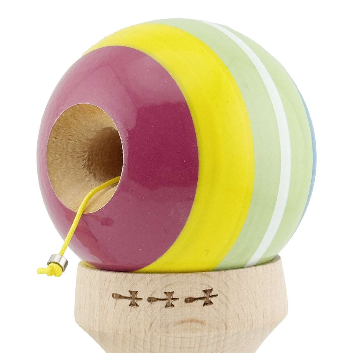 Kendama X Originala, Legendary Spectrum, Model V3 Multicolor, Profesionala, Cupe Mari King Size, Super Sticky, Gaura in Baza, Rulment, Ata 55cm