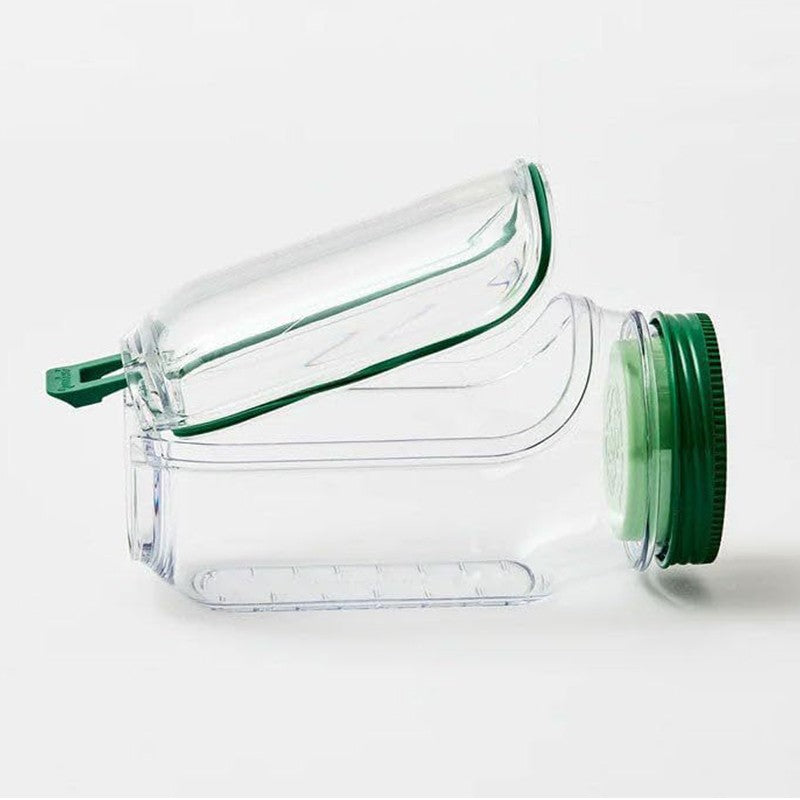 Caserola Tip Borcan pentru Salata, Container Gradat cu Capac Verde, Plastic PP, 1L, 19 x 10 x 10 cm, Transparenta