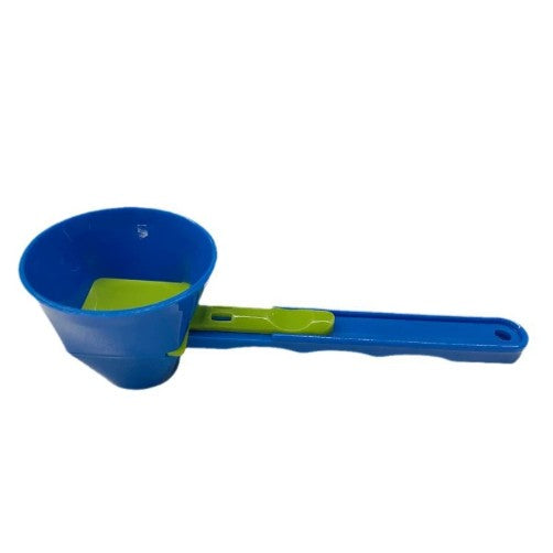 Lingura pentru Proteine si Suplimente, Lingura Dozator cu Palnie Culisanta, Plastic Rezistent, 12.5 cm, Albastru