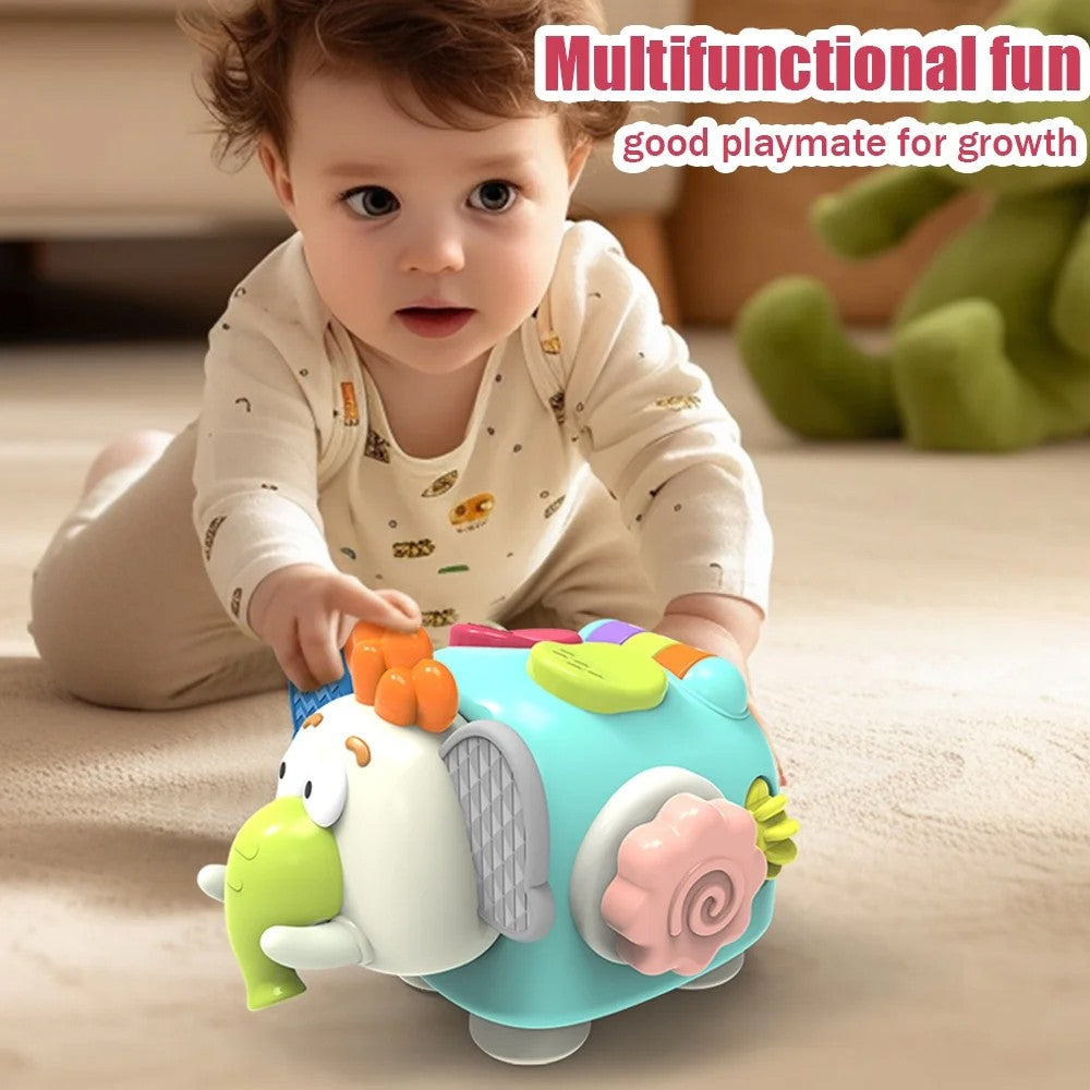 Jucarie Interactiva Montessori pentru Bebelusi, Cub Activitati Educative, Dezvoltare Abilitati Motorii Fine, Material Plastic ABS, 18+ Luni, 21 x 16 x 14 cm, Verde Deschis