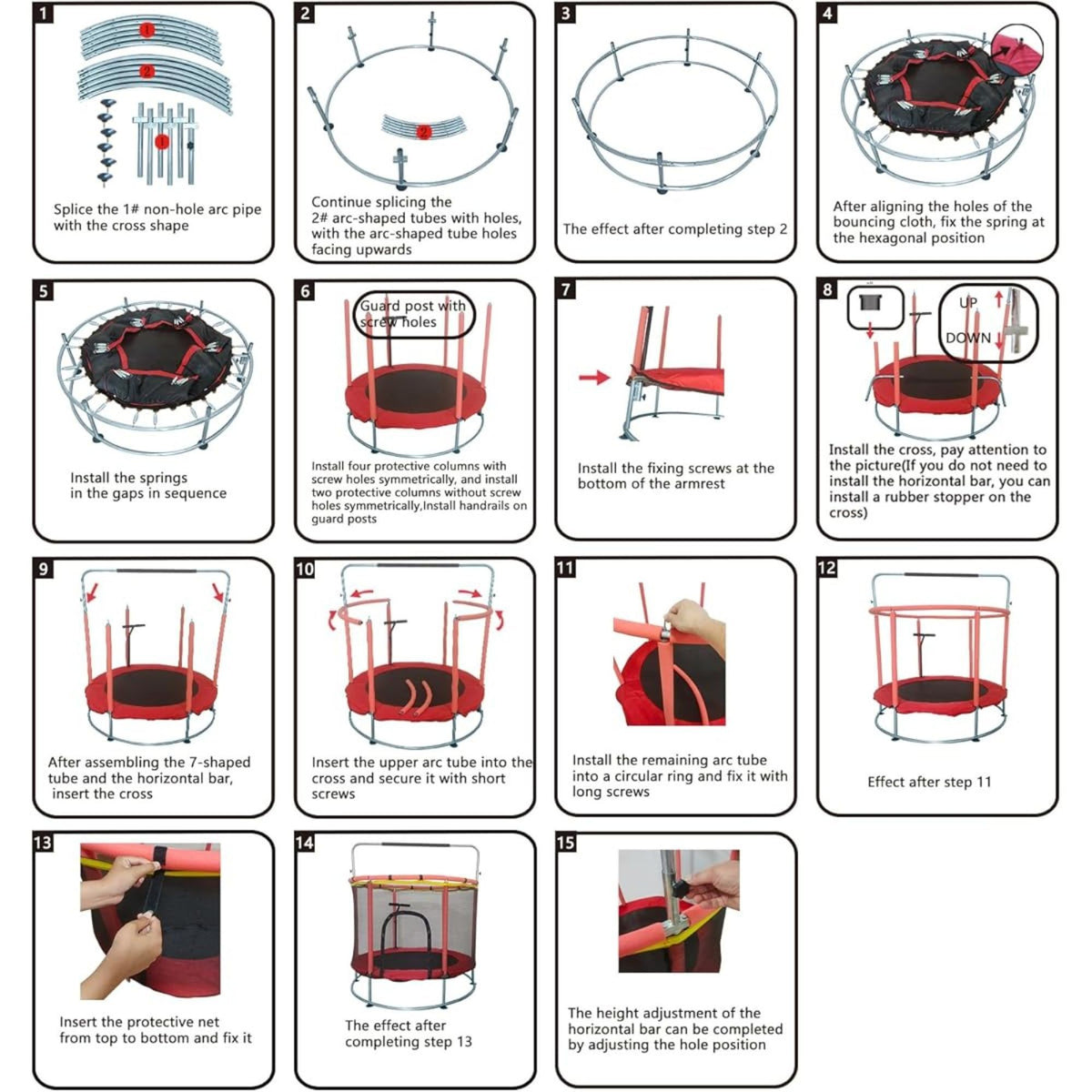 Trambulina pentru Copii de Gradina si Interior, cu Plasa de Siguranta, Bara Gimnastica si Sac de Box, Otel Galvanizat, 140 cm, Capacitate 200 kg, Galben/Portocaliu