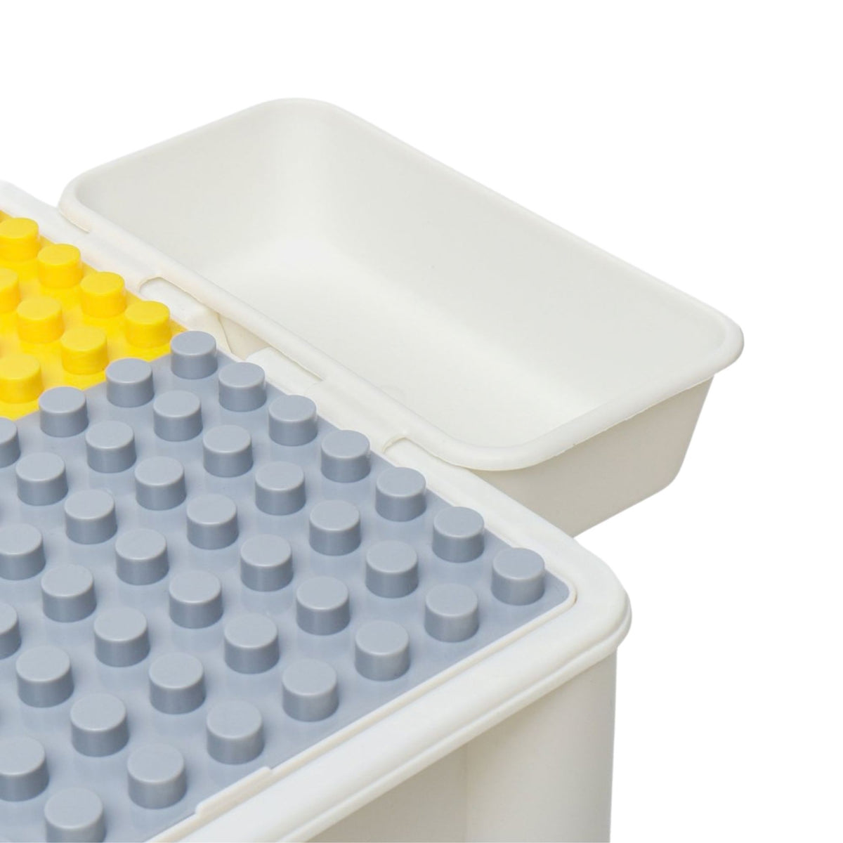 Masuta Multifunctionala si Educativa pentru Copii, Blat Reversibil Compatibil LEGO Duplo, Spatiu Joaca Apa si Nisip, Plastic Rezistent, include Scaunel Bunny si Set 156 Piese, 4 Cutii Depozitare, Multicolor