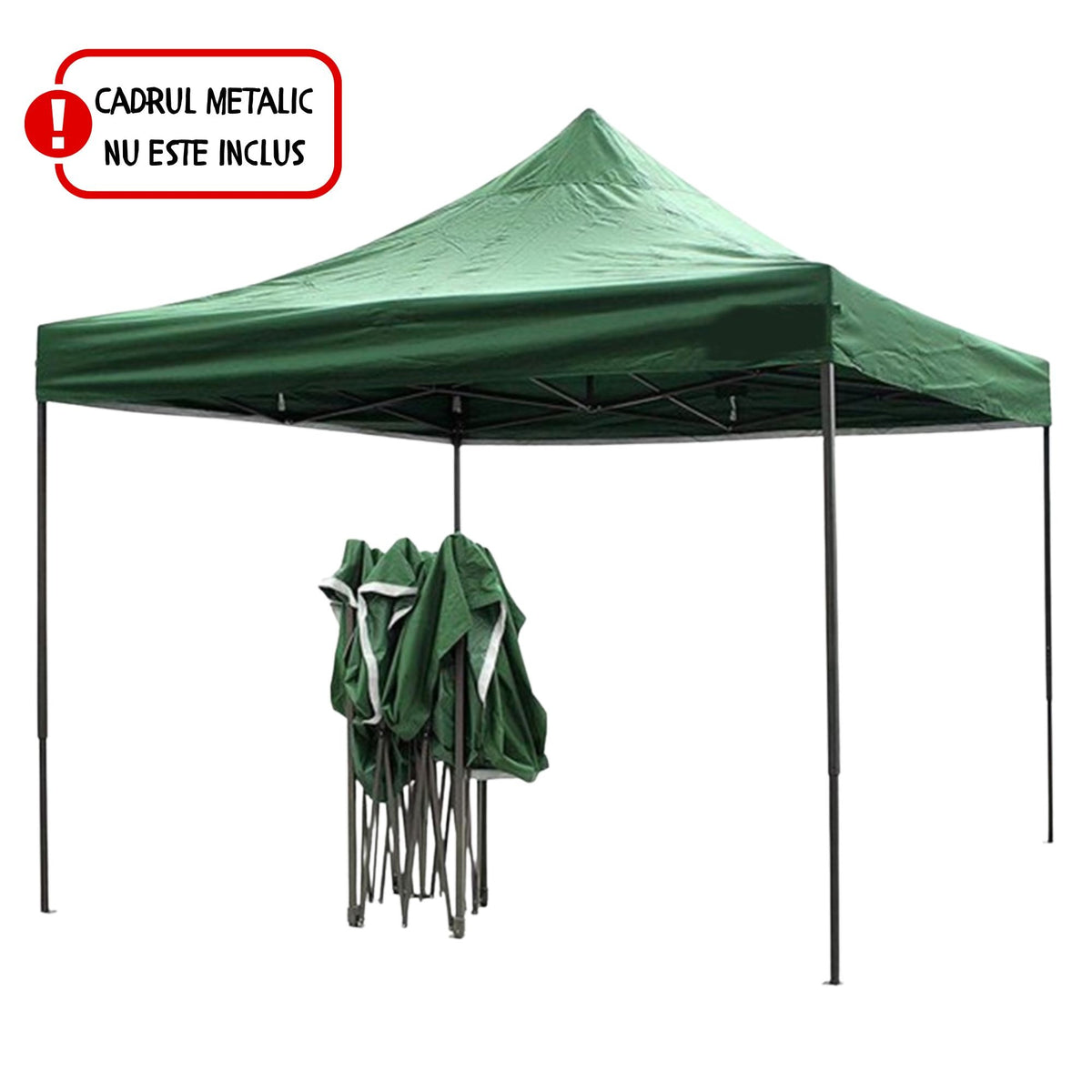 Copertina Rezervă pentru Pavilion, Acoperiș Cort Grădină Pliabil, Protecție UV și Ploaie, Material Textil 420D Oxford, 185 g/m2, 3 x 3 m, Verde