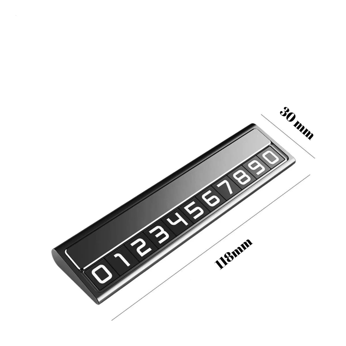 Suport Auto Numar Telefon Parcare, Indicator Temporar cu Afisaj Ascuns Rabatabil, Cifre Magnetice Fluorescente, Aliaj de Aluminiu, 11.8 x 3 x 1 cm, Negru