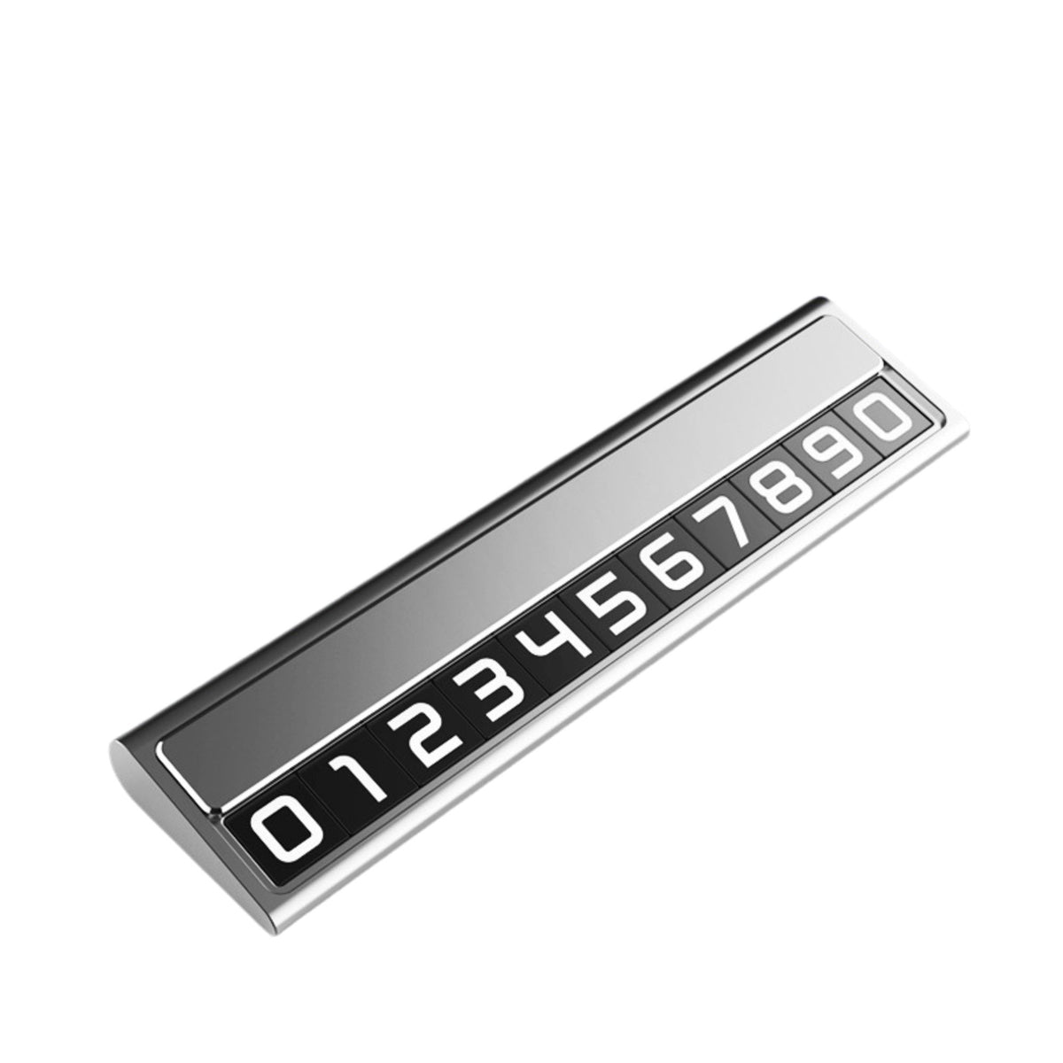 Suport Numar Telefon Parcare Auto, Indicator Temporar cu Afisaj Ascuns Rabatabil, Cifre Magnetice Fluorescente, Aliaj Aluminiu Metalic, 11.8 x 3 x 1 cm, Argintiu