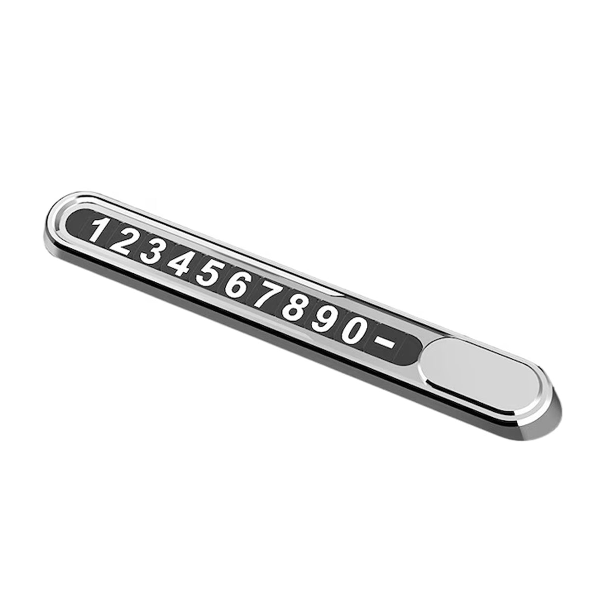 Suport Auto Numar Telefon Parcare, Mecanism Confidentialitate cu Glisare, Cifre Magnetice, Aliaj de Aluminiu, 13,8 cm, Argintiu