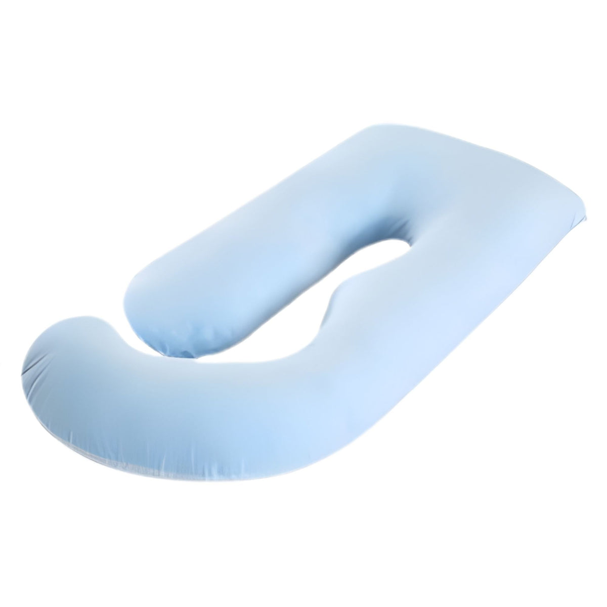 Perna pentru Gravide si Sarcina, Forma Ergonomica Tip J, Suport Lombar si Abdominal, Husa Detasabila si Lavabila, Umplutura Poliester, 155 x 75 x 60 cm, Albastru Deschis