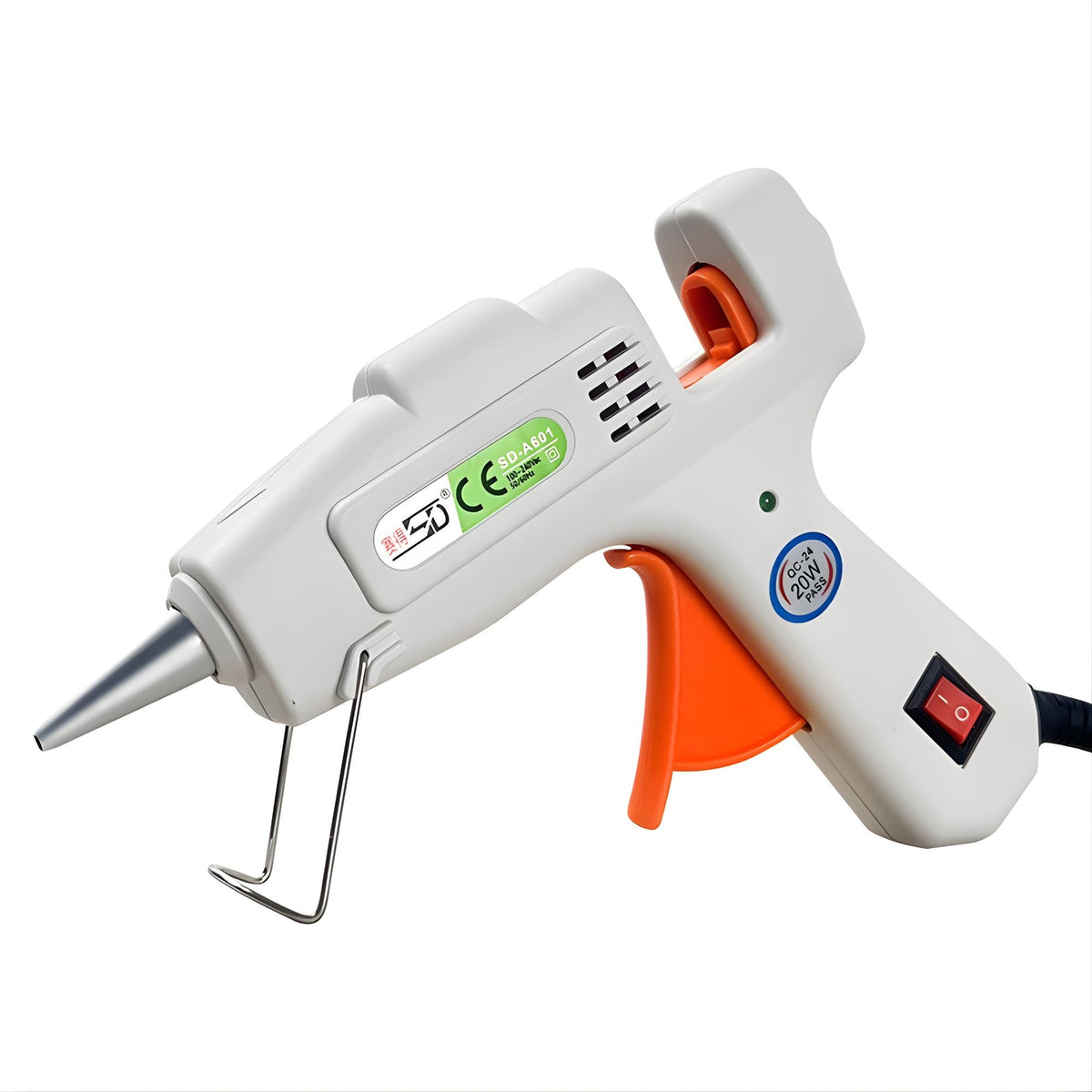 Pistol de Lipit cu Silicon la Cald, Incalzire Rapida si Duza Aluminiu Anti-picurare, Model Mini pentru Hobby si Bricolaj, Batoane 7 mm, 20 W, Alb
