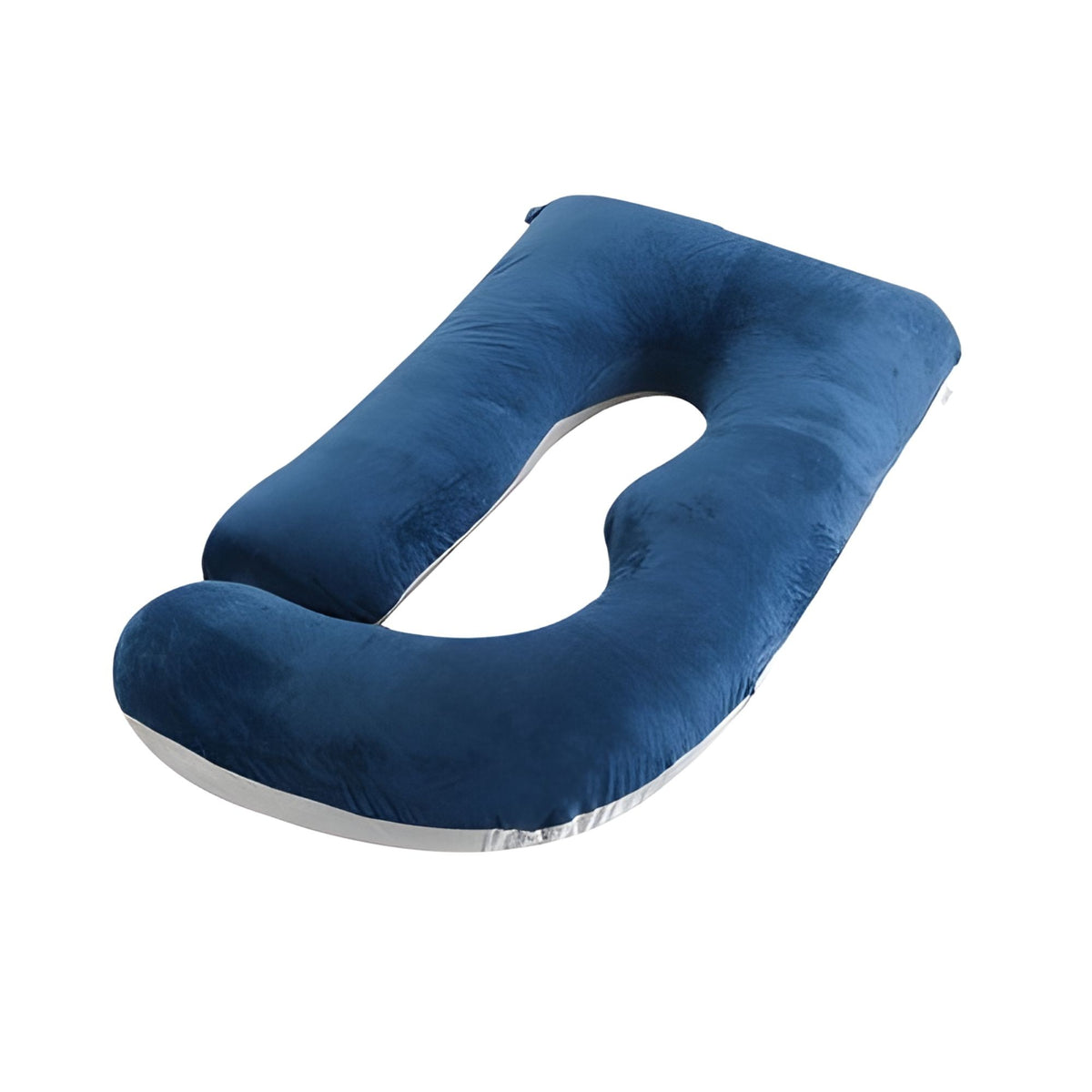 Perna pentru Gravide si Sarcina, Design Ergonomic Tip J, Husa Detasabila si Lavabila, Umplutura Poliester, 155 x 75 x 60 cm, Bleumarin/Gri Deschis