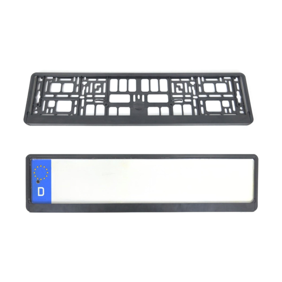 Suport Placute Inmatriculare XC-W341, Rama Auto Universala Standard European, Plastic Rezistent la Intemperii, 52.9 x 13 x 1.2 cm, Negru